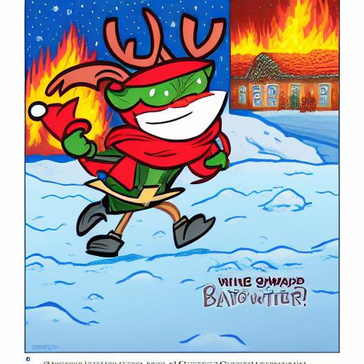 00915-3552914746-The face is hideous,Angry Reindeer Comic Style run on the snow, Merry Christmas titles,The reindeer caught fire, Art Baltazar,Ma.png